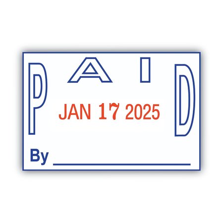2000 Plus Two-Color Word Date Stamp, Paid, Blue/Red 011033